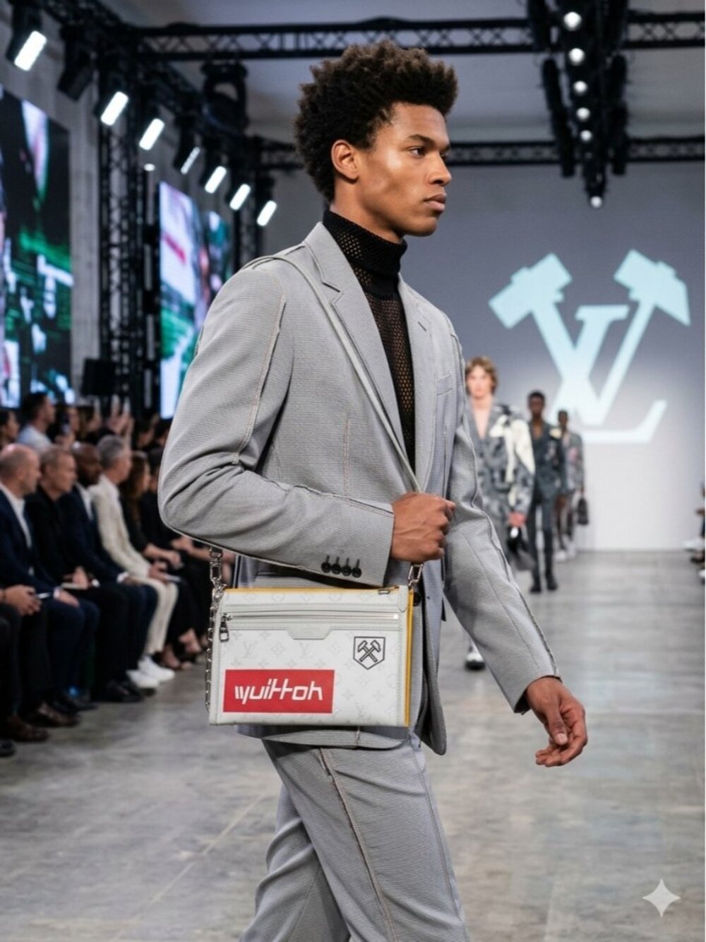 LOUIS VUITTON VIRGIL ABLOH DOUBLE POUCH Orange Denim Messenger Shoulder Bag